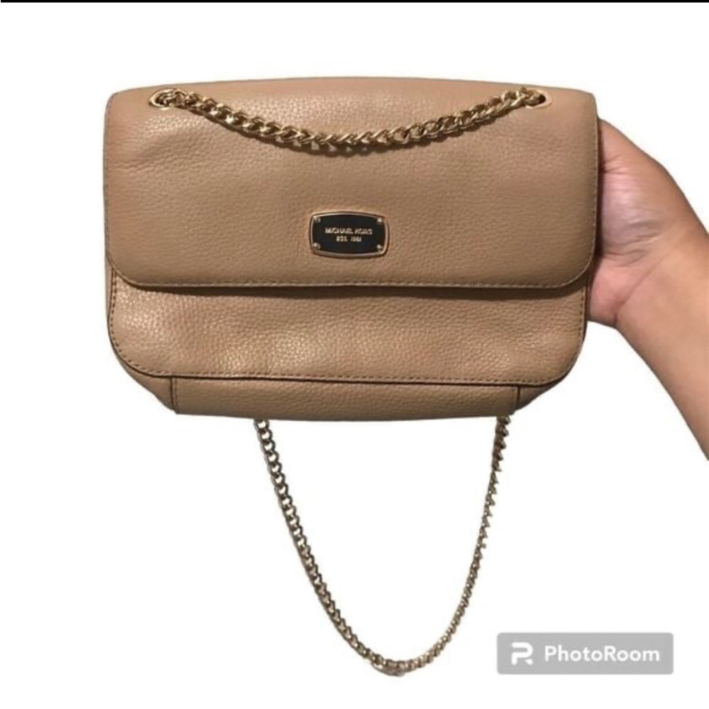 Michael Kors Jet Set Chain Leather‎ Small Shoulder Flap Bag Color Luggage​